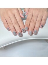 ネーリア(NAILIA)/シルバーグレー×リボン