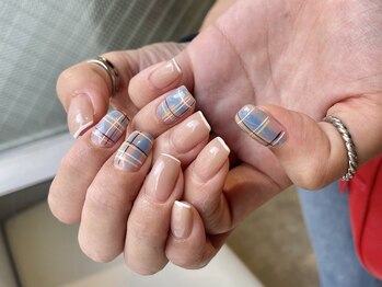 ネイルアヴァンス 京橋店(Nail AVANCE.)/水色チェック