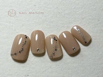 ネイルメゾン 梅田(NAIL MAISON)/シンプルジュエルラメベージュ