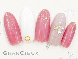 くすみピンク×冬ネイル