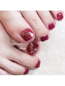 たゆ ネイル(たゆnail)/キラキラボルドーネイル