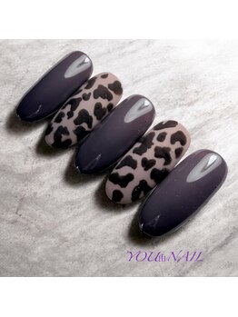ユウネイル(YOU由NAIL)/ダークカラーレオパードネイル