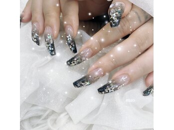 リンドネイル バイ モカ アンド ララ(Lind nail by moca and LaLa)/黒グラデーションネイル