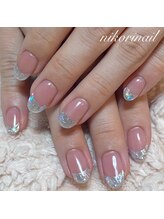 ニコリネイル(nikori nail)/ガラスフレンチ+ベースカラー