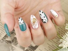 ソウ 難波店 nail salon Sou/グリーン×ダルメシアンnail