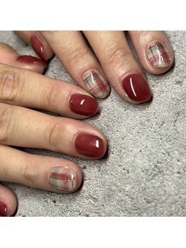 エムネイル(M)/色混ぜカラー×チェックネイル!