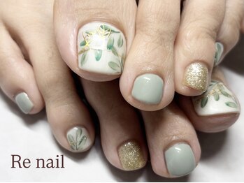 リネイル(Re nail)の写真/サンダルの季節到来！足先が映えるフットデザイン多数♪自爪を大事にした高技術ネイルで理想の指先へ◎