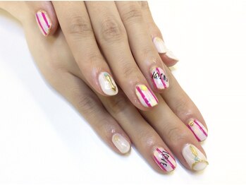 ネイルサロン ジュネイル(NAIL SALON JUNAIL)/タイダイ☆ピンクストライプ