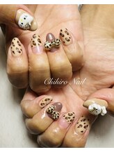 チヒロネイル/ヒョウ柄ネイル＆キティちゃん