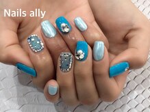 ネイルズアリー 立川店(Nails ally)/ブルー×ストーンアート