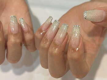 アイネイルズ 四条河原町店(I-nails)/キラキラグラデ先端ストーン