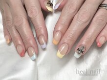 ヒールネイル(heal nail)/カラフルパステルfrench×cross