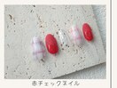 赤チェックネイル