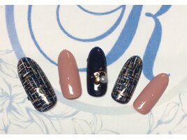 ネイビーツイード柄ネイル