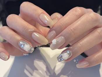 ジェミーネイル シンジュク(Jemiy nail shinjuku)/【Saki】パール埋め尽くしバラ