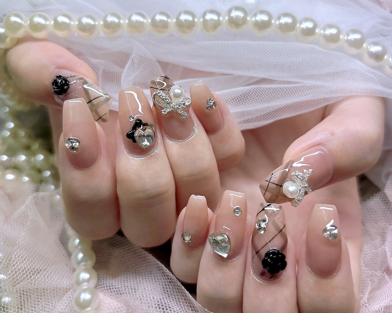 ‪‪❤︎‬ No.96 量産型 地雷系 フリル リボン ネイルチップ ‪‪❤︎‬ ❤︎ No.96 量産型 地雷系 フリル リボン ネイルチップ ‪‪❤︎‬‬