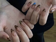 Best Nail 銀座店【ワンホンネイル・スカルプ・パラジェル・上品ジェルネイル】/フレンチ持ち込みヒョウ柄ネイル