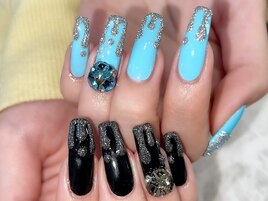 アシメカラーとろとろネイル