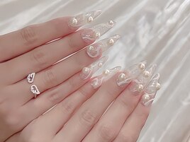 主役級大粒パール夏ネイル#新宿