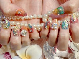 レインボーガラスネイル