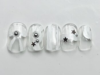 ジェミーネイル イケブクロ(Jemiy nail ikebukuro)/ホワイトリボン¥6000