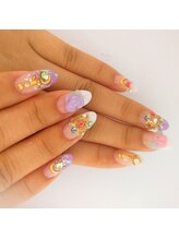 アモ ラブネイルズ(AMO Love nails)/カラフル3Dローズネイル光るよ！