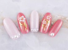 ネイルプラザ 河原町OPA店(NAIL PLAZA)/パール×フラワーネイル