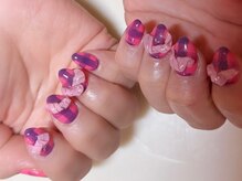 ネイルパレス/チェック/リボン/アートネイル