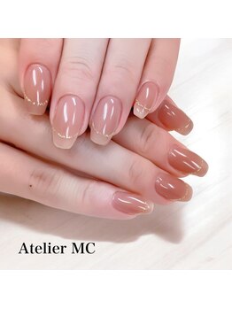 アトリエ エムシー 新富町(Atelier MC)/ワンカラーラメフレンチライン