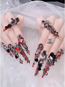 ゴテかわ(GOTE KAWA)/派手ネイル、レッドネイル