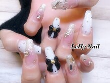 レヒネイル(LeHy nail)/リボン×ドットネイル