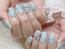 くり抜きハート水色