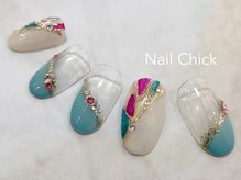 ネイルチックコウベ 銀天街店(Nail Chick kobe)/ターコイズフレンチネイル