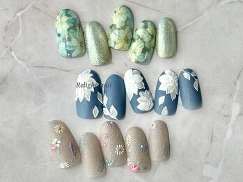 リライトネイル(Relight nail)/手描きアート/フラワー/マット