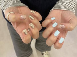ミラーネイル　ハートネイル