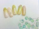 グリーン×ぷっくりネイル