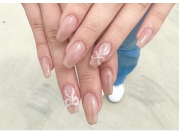 シンプルリボンネイル