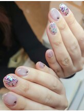 エヌドット 中目黒(N.)/【春ネイル】押し花&キラホロ