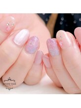 ピオニーネイル(peony nail)/紫陽花　たらし込み