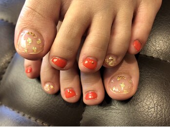 プラハネイル(+HER 美甲)/クリア×金箔