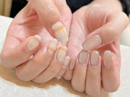 春のチェックネイル♪