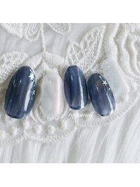 ネイビーマグネットネイル