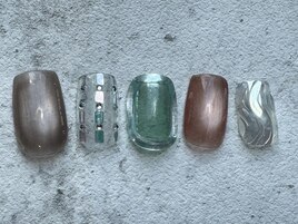 涼しげ夏色ニュアンスネイル