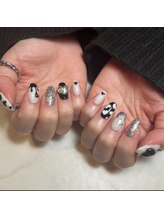 ブルー(Blue)/モノトーンネイル／ハートネイル