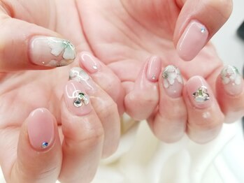 キープ ネイルサロン(KEEP)/春フラワー~グリーン~