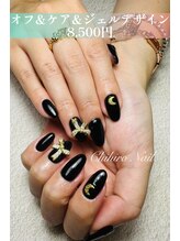 チヒロネイル/ブラックが綺麗なジェルネイル