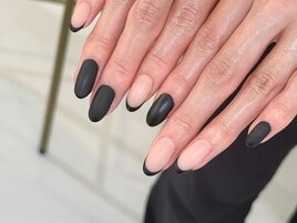 黒フレンチ×マットネイル