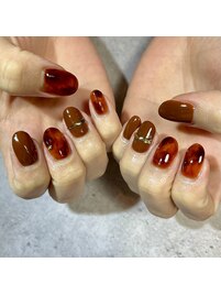 オレンジべっ甲ネイル