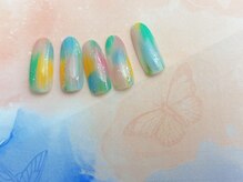 ネイルサロン&スクール ジーナ(GINA)/ぼかしカラー×ラメライン