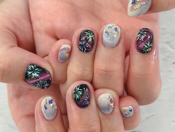 ディーネイル 池袋(D-nail)/【森】花火×マグネットネイル